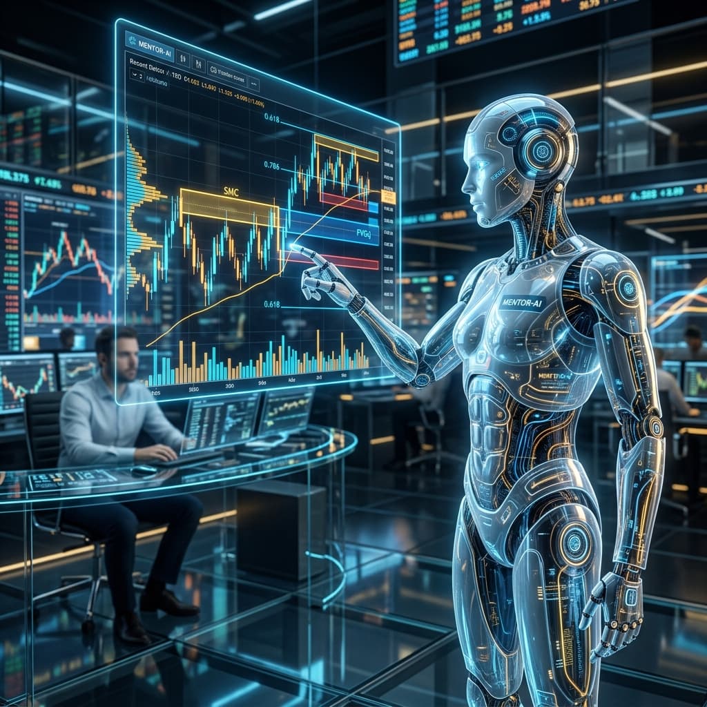 Visual del Agente Mentor de WAKAR1 para aprendizaje de trading en tiempo real